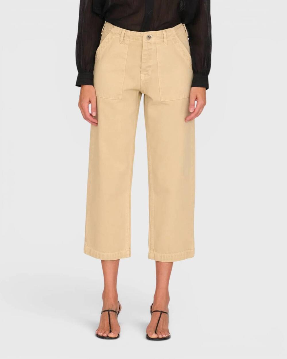 NEW SECULAR alex mid rise utility cotton jean in sand
